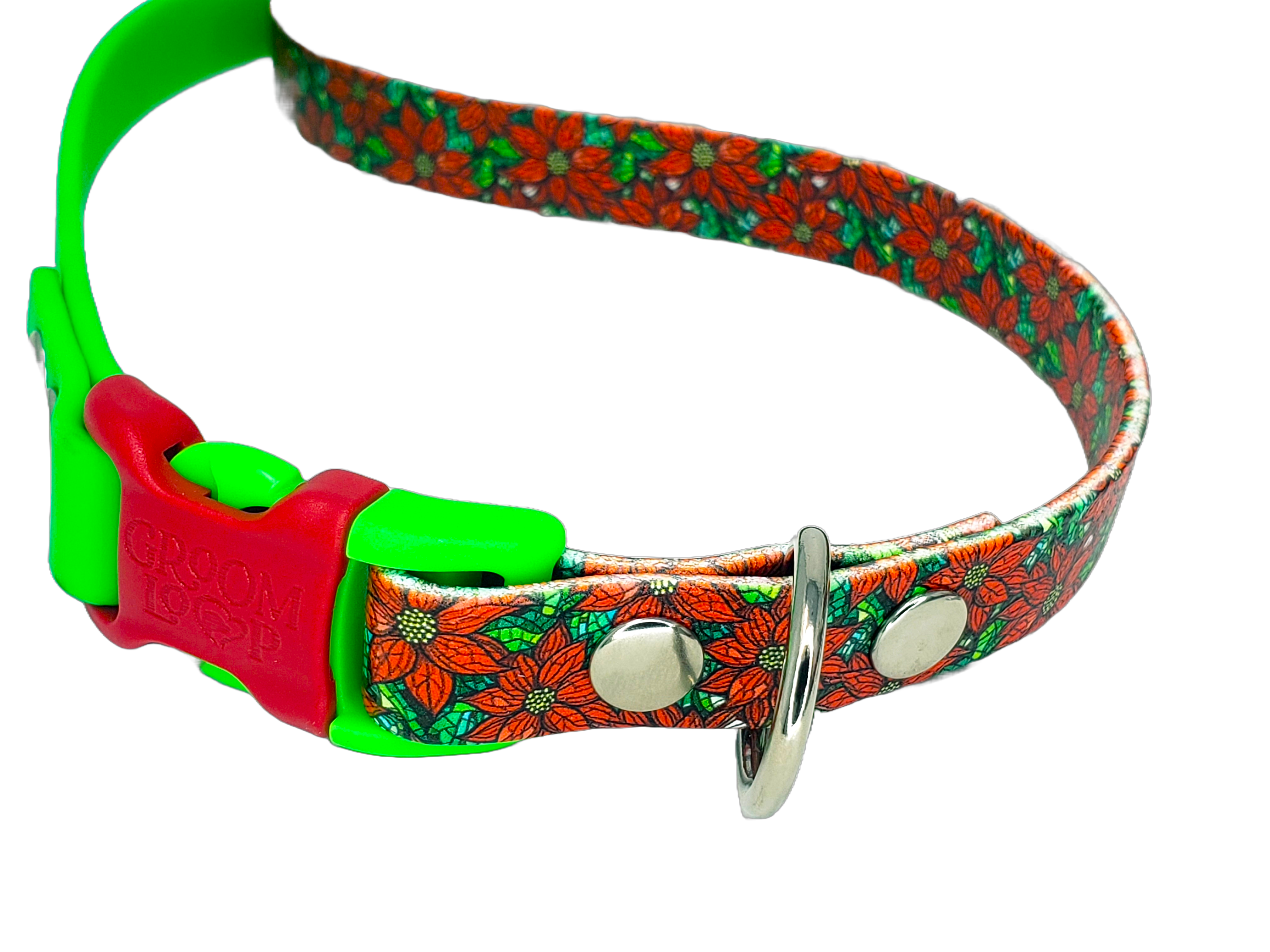 Poinsettia BioThane® Grooming Loop