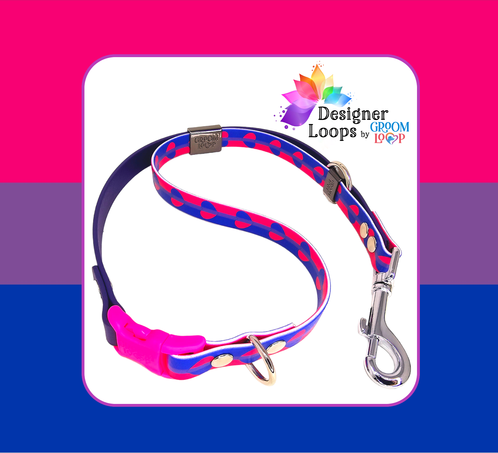 Bisexual Pride BioThane® Grooming Loop