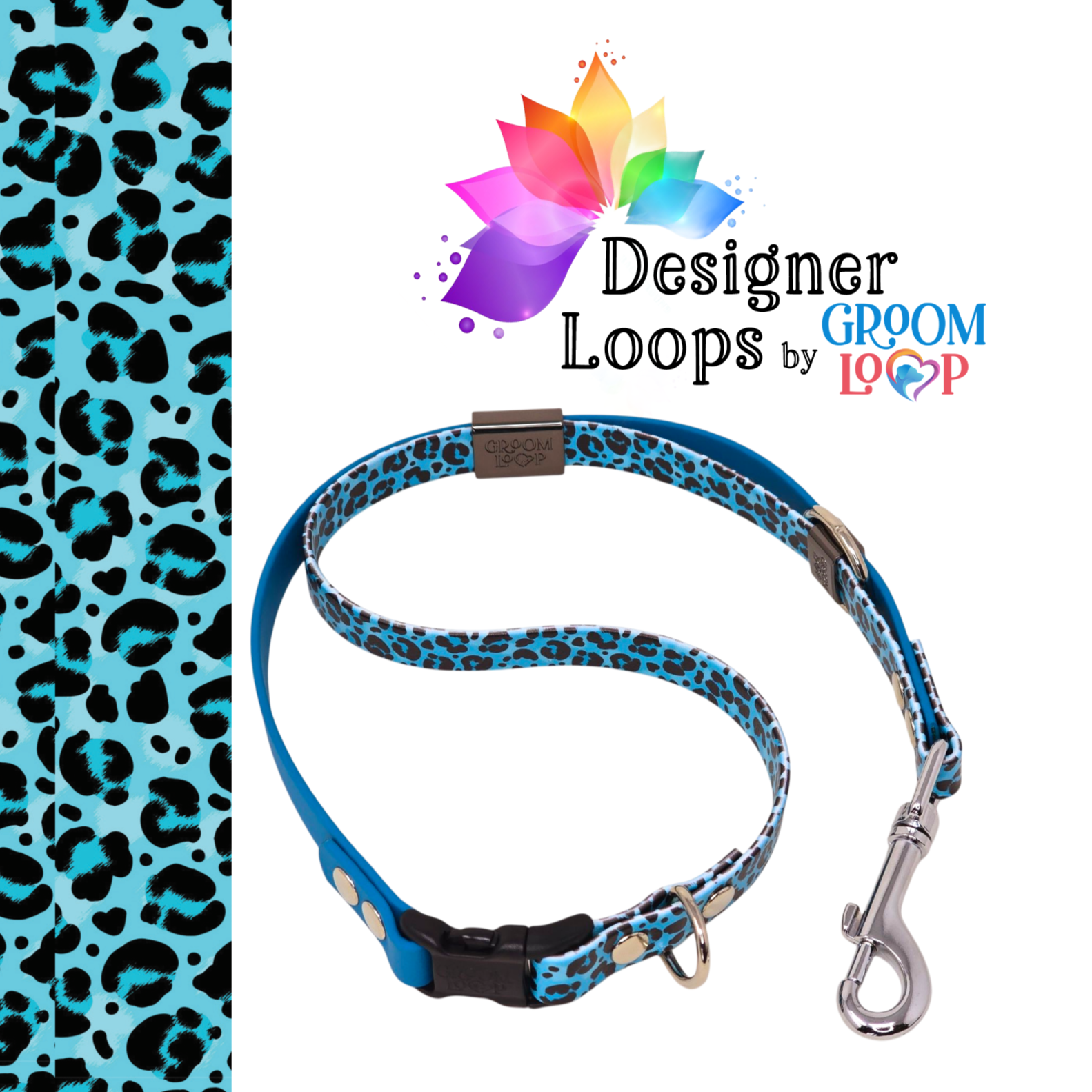 Blue Leopard BioThane® Grooming Loop