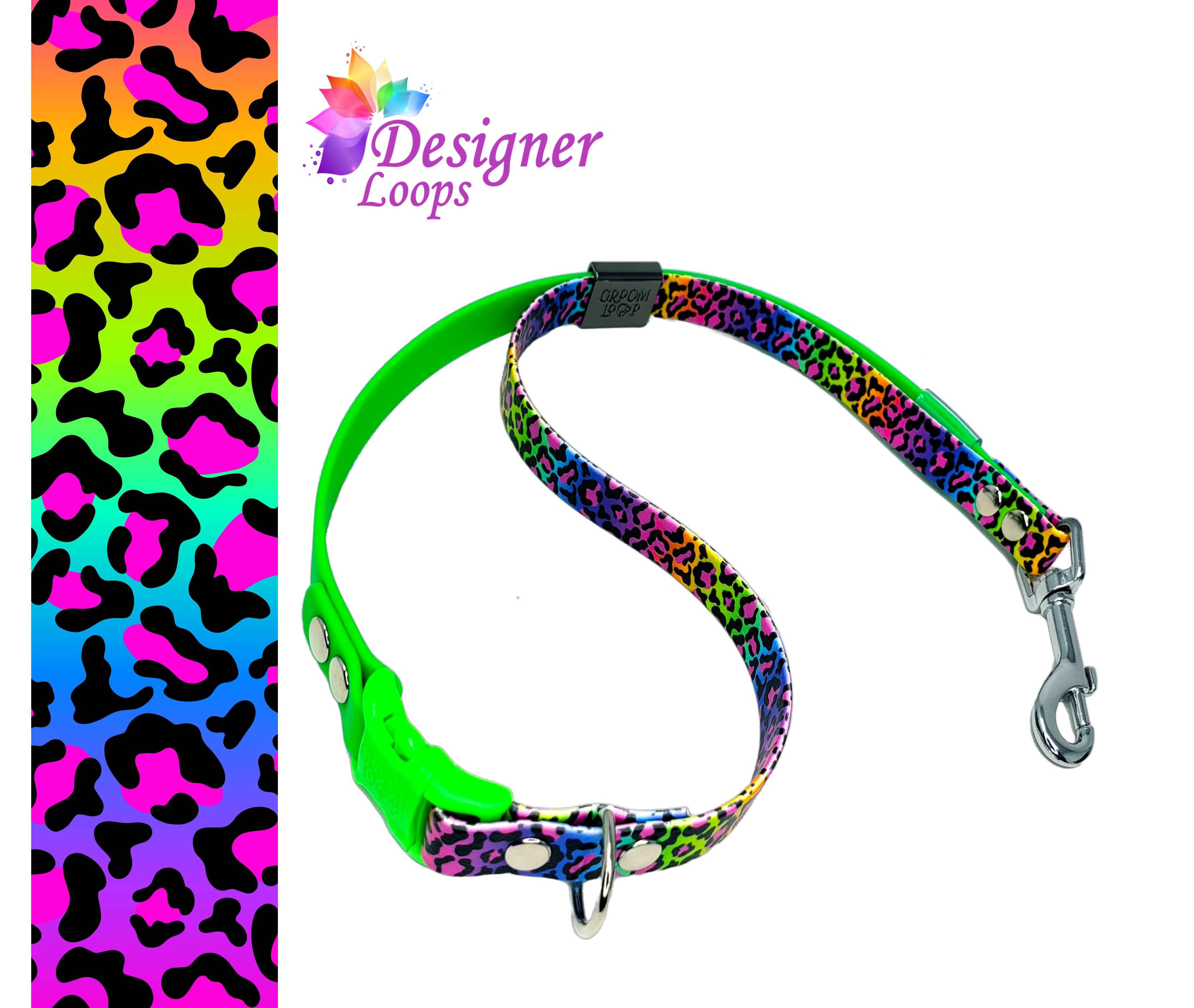 Neon Leopard BioThane® Grooming Loop
