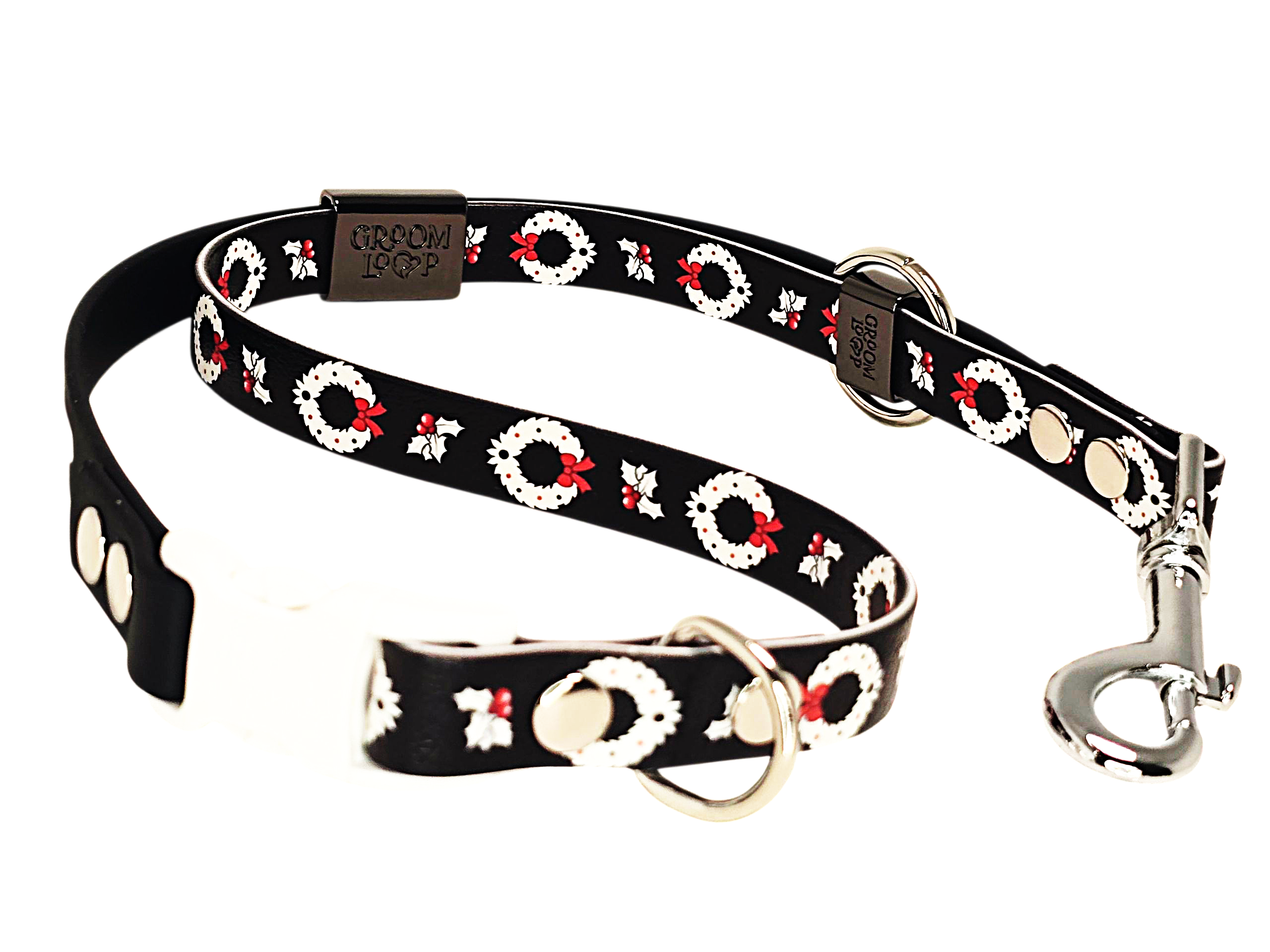Black & White Wreaths BioThane® Grooming Loop