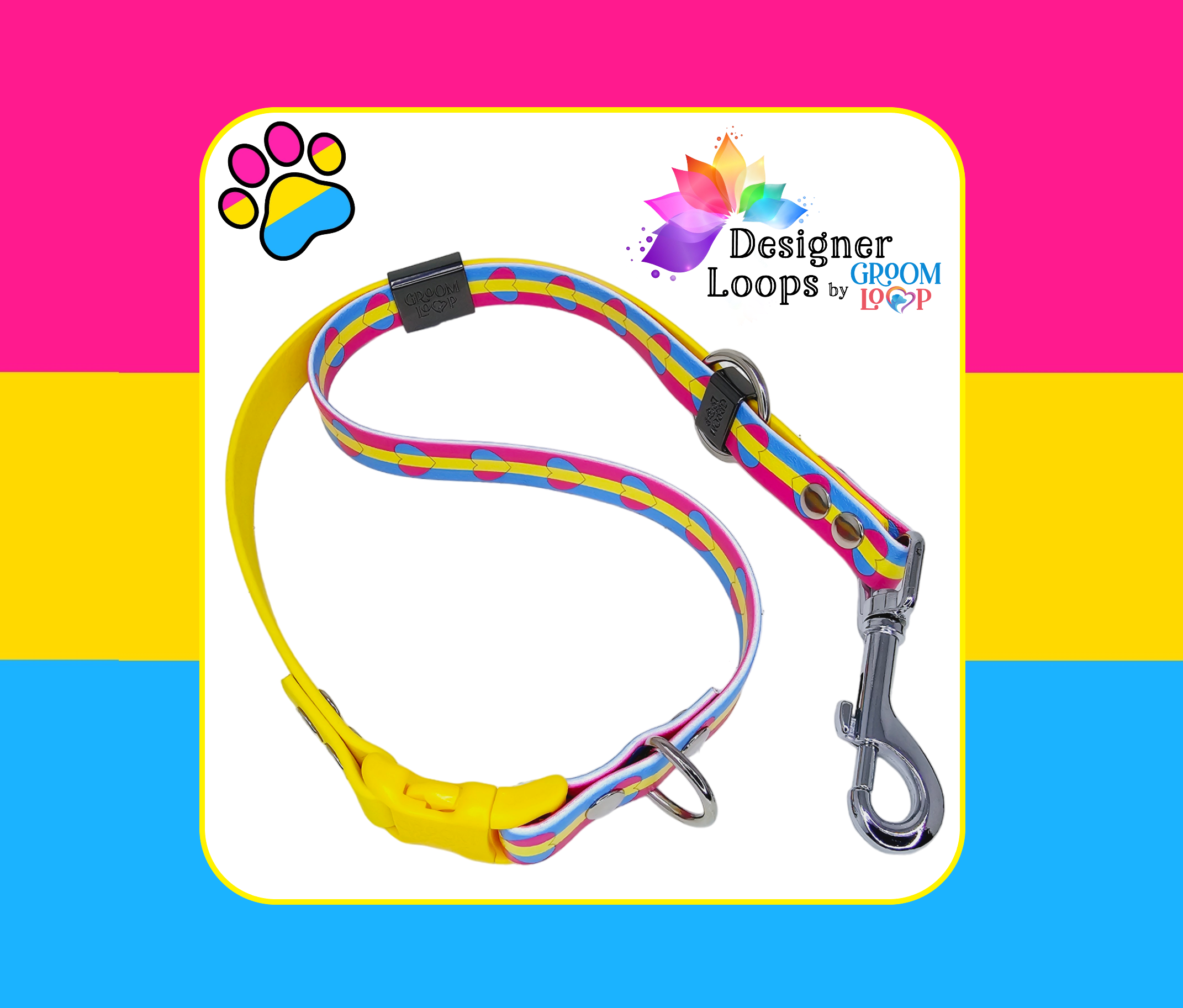 Pansexual Pride BioThane® Grooming Loop
