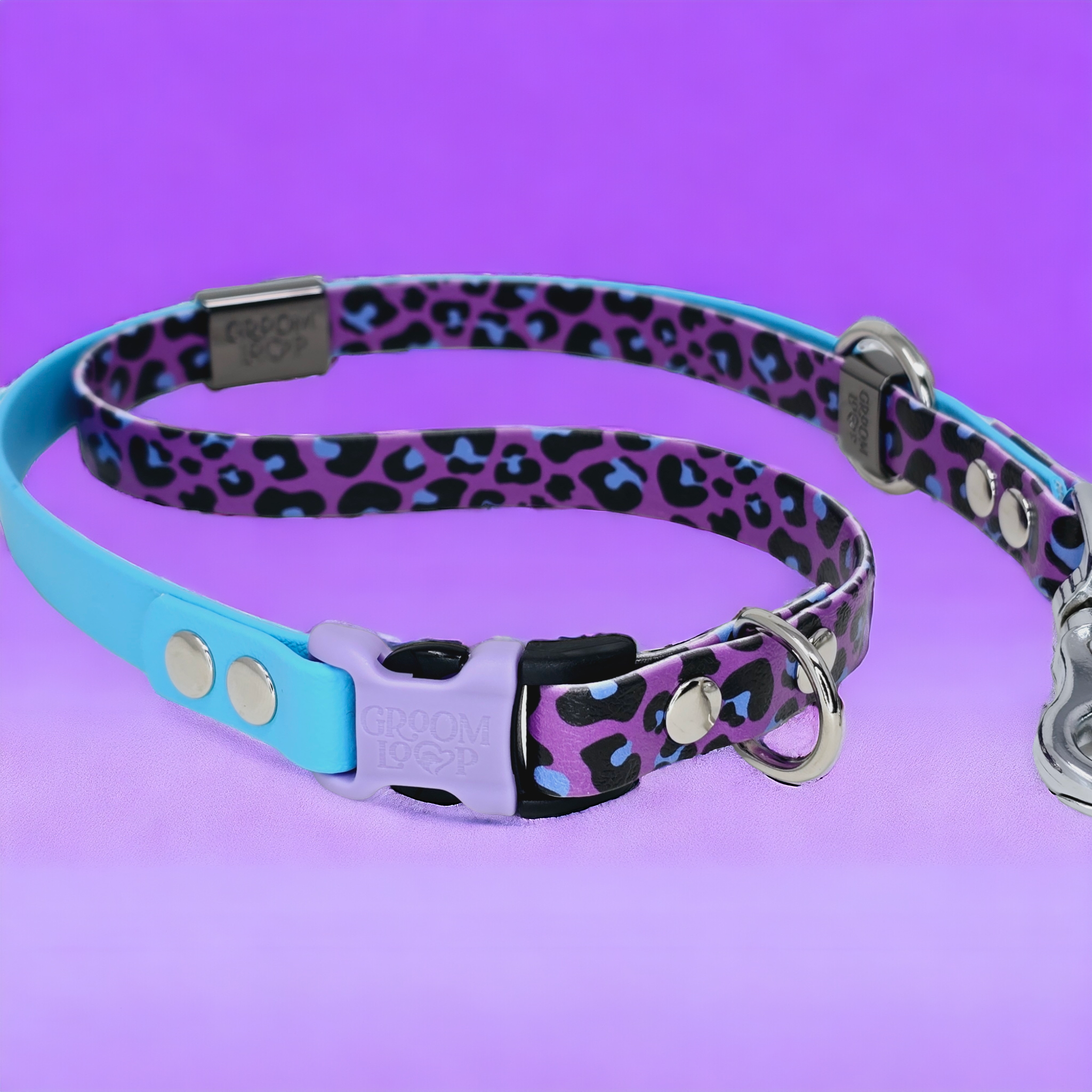 Purple Leopard BioThane® Grooming Loop