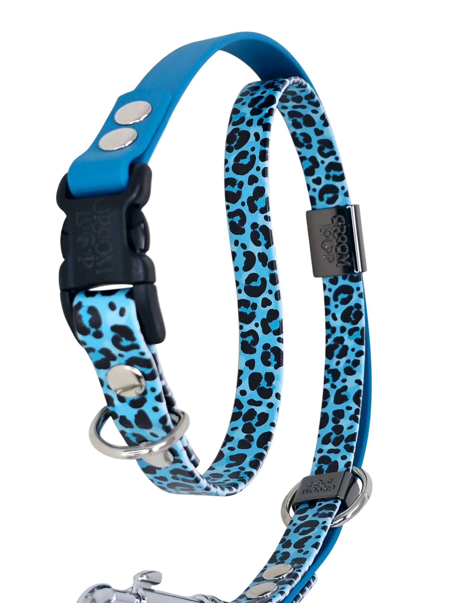 Blue Leopard BioThane® Grooming Loop