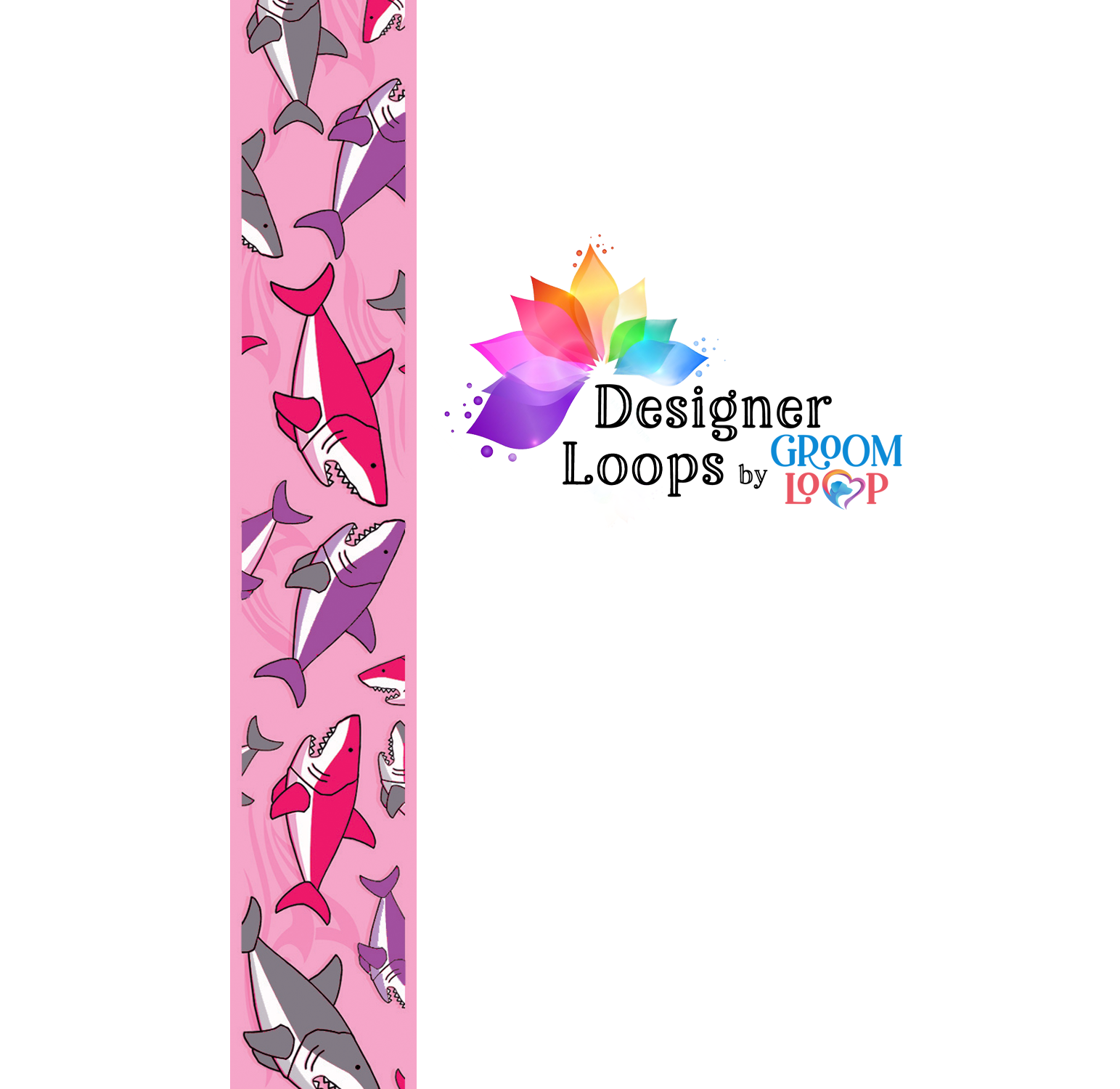 Pink Purple Gray Sharks BioThane® Grooming Loop