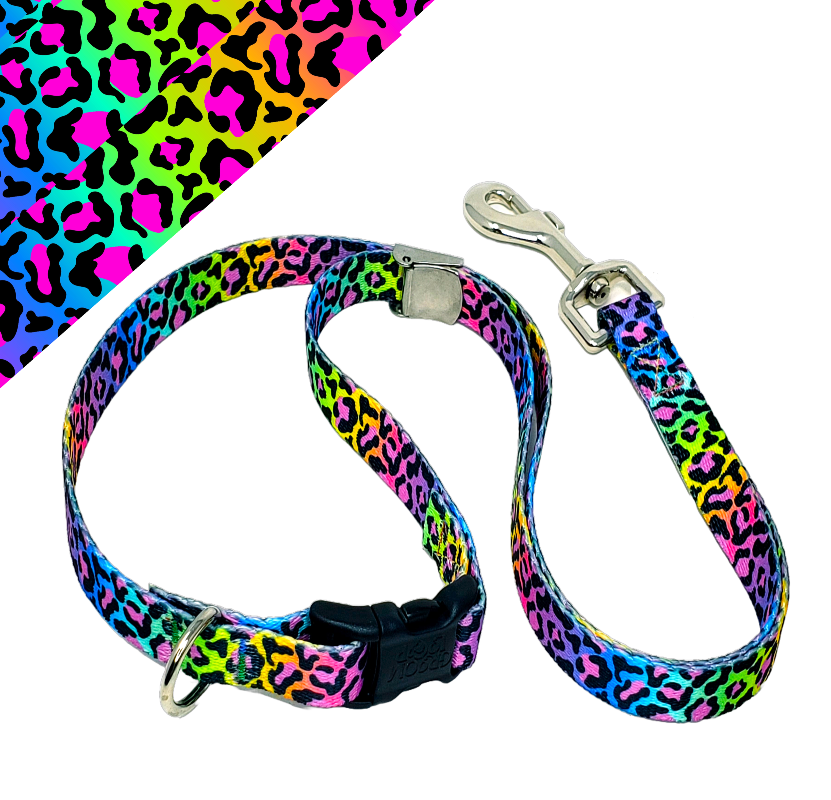 Neon Leopard Grooming Loop with Buckle