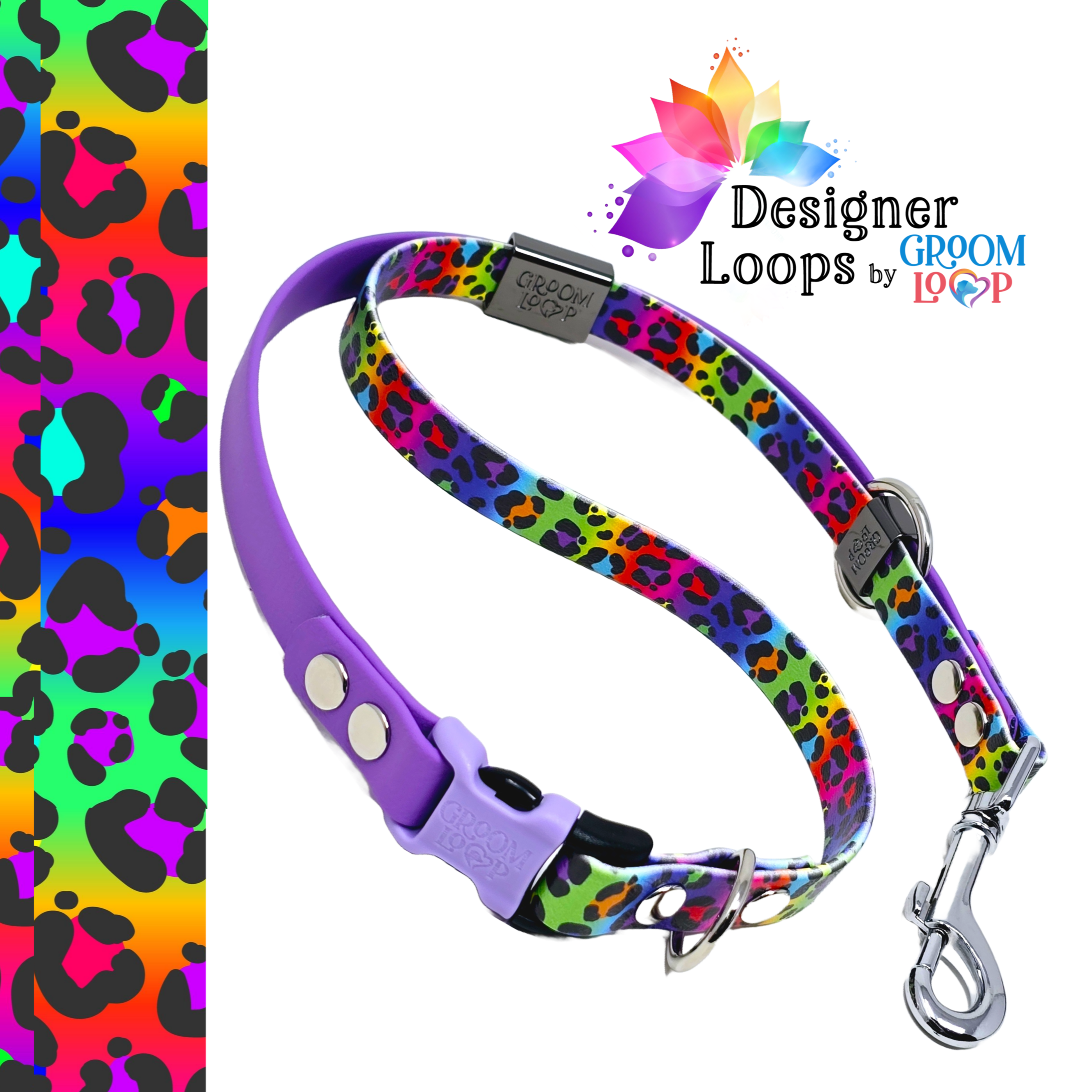Rainbow Leopard  BioThane® Grooming Loop