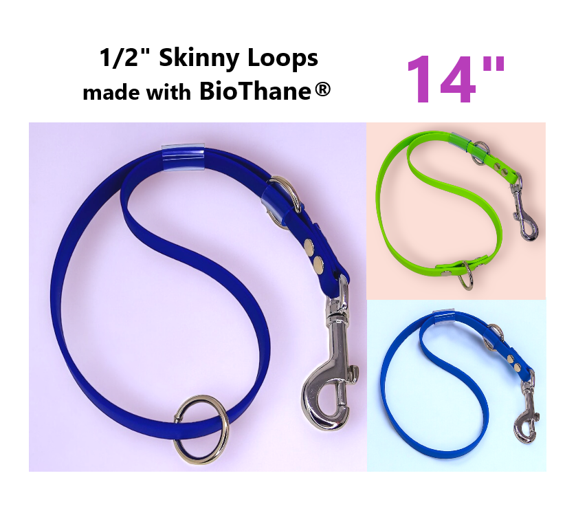 1/2" BioThane® Loop (14") with new double slider (20+ Colors)
