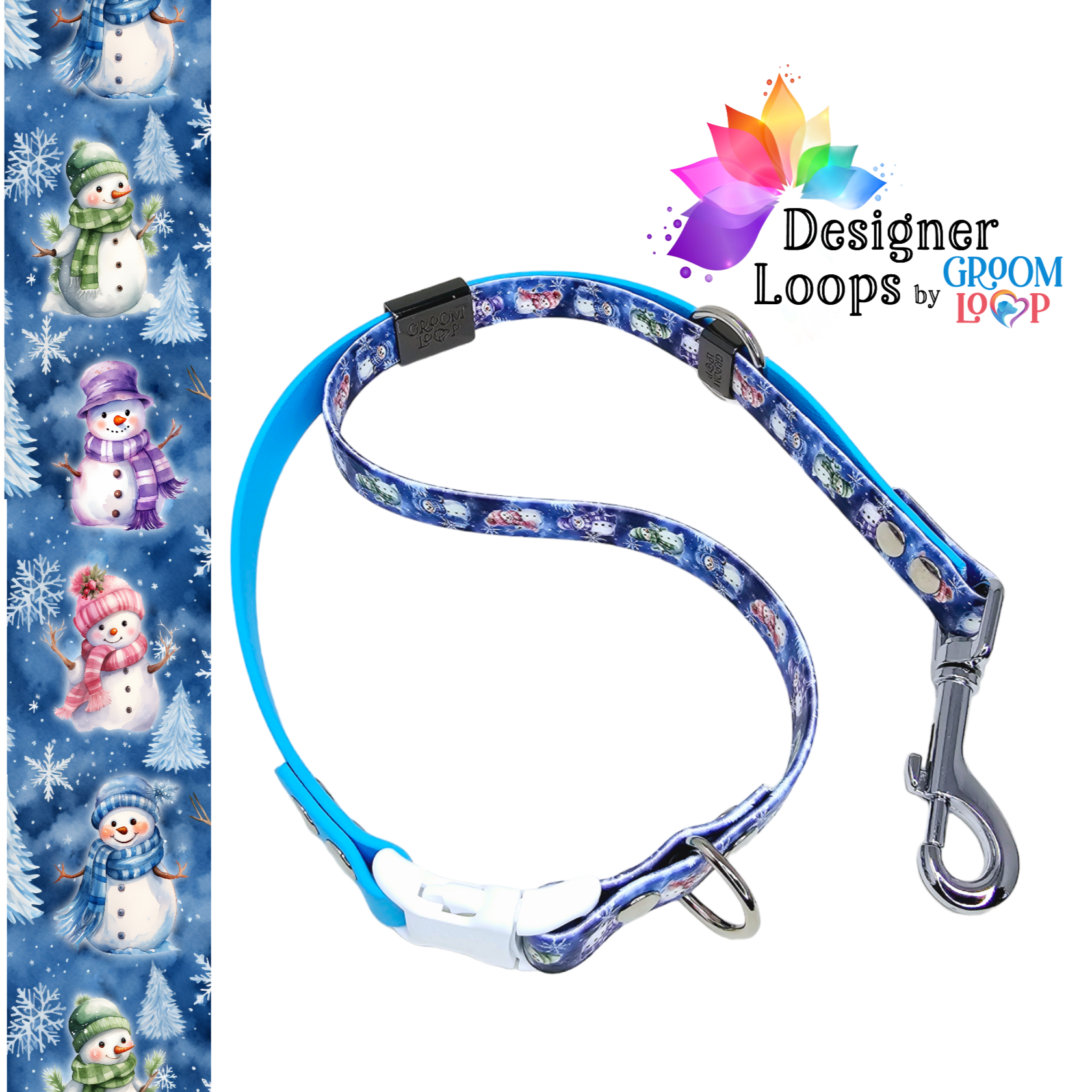 Winter Snowman BioThane® Grooming Loop