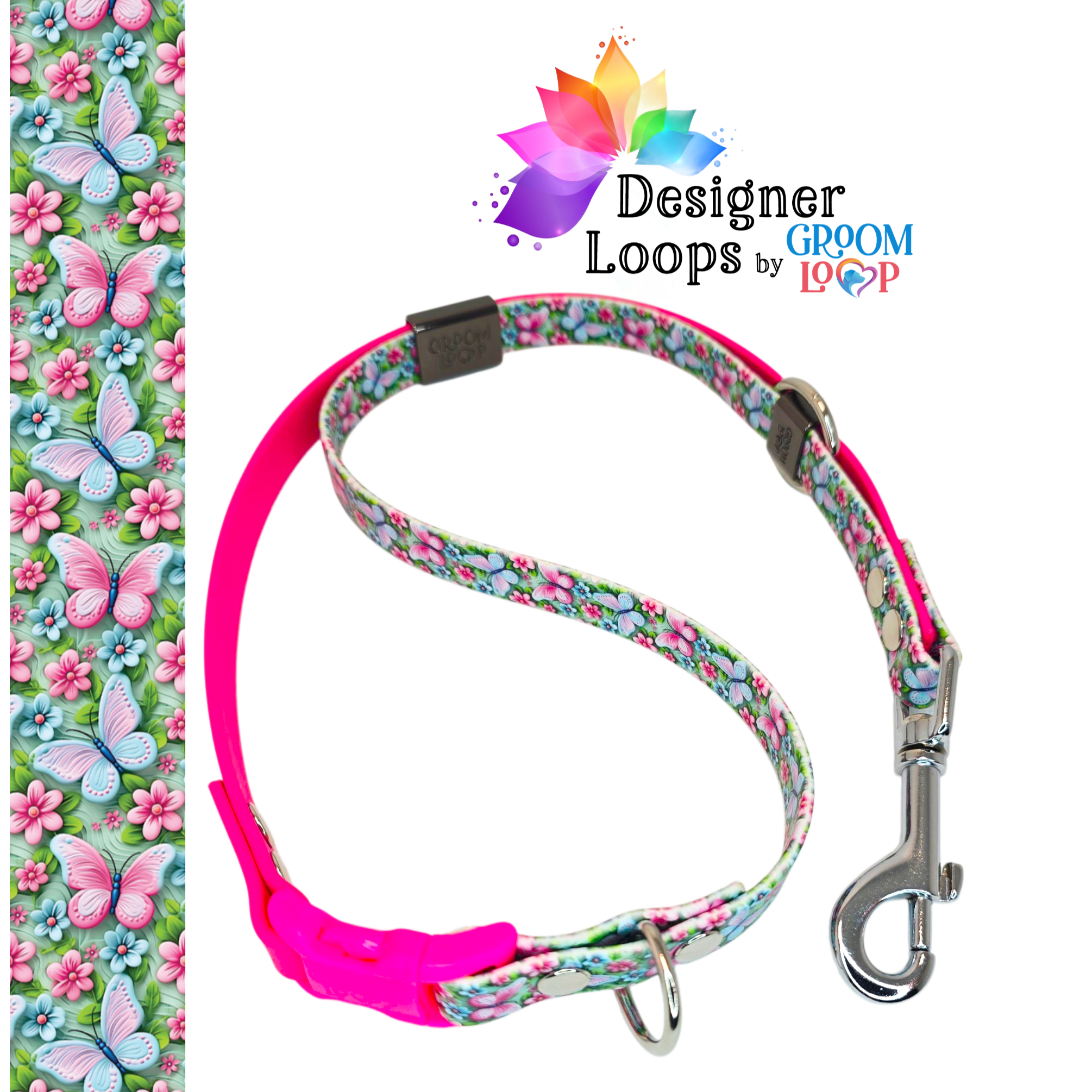 Springtime Butterflys BioThane® Grooming Loop