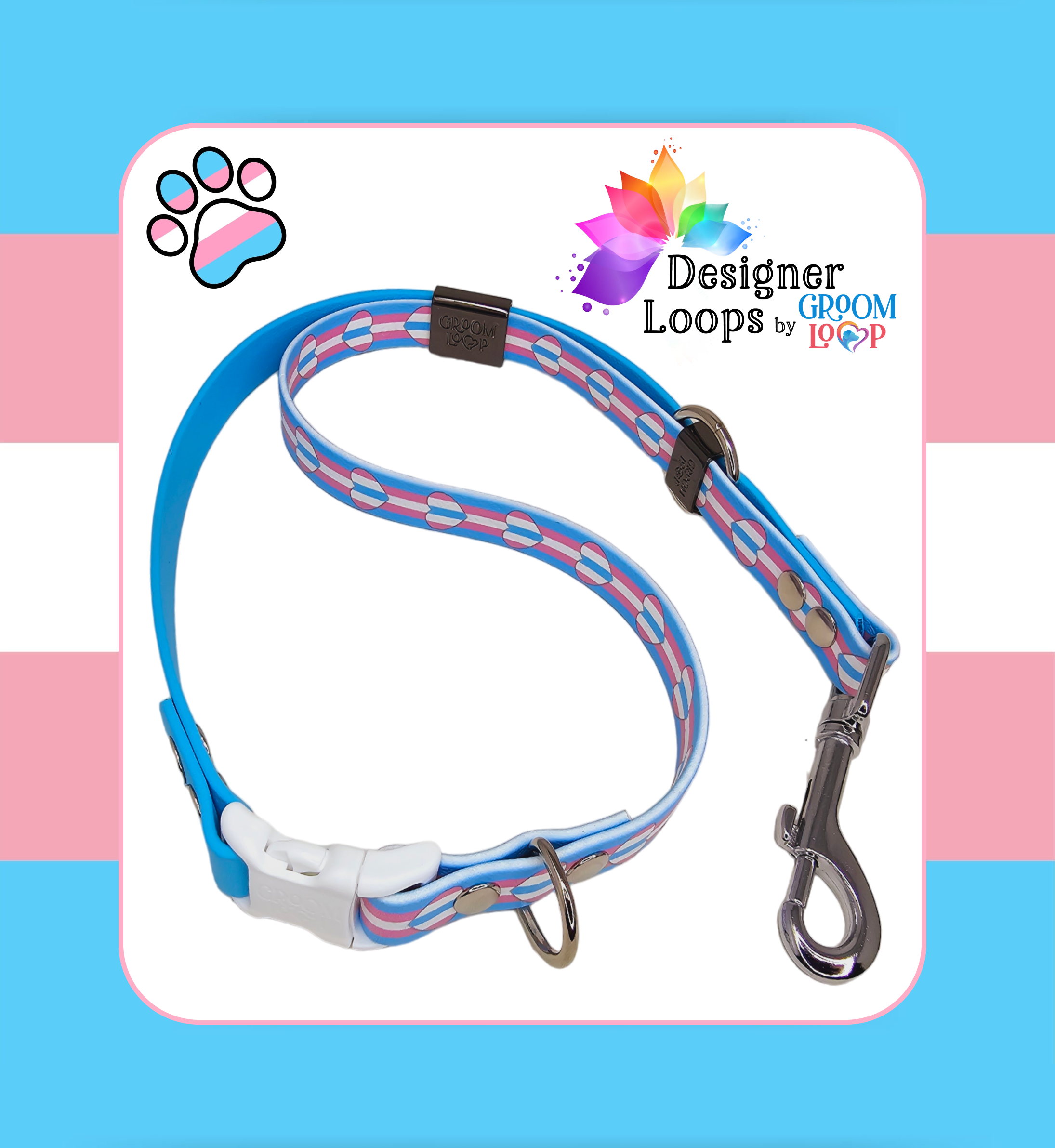 Trans Pride BioThane® Grooming Loop