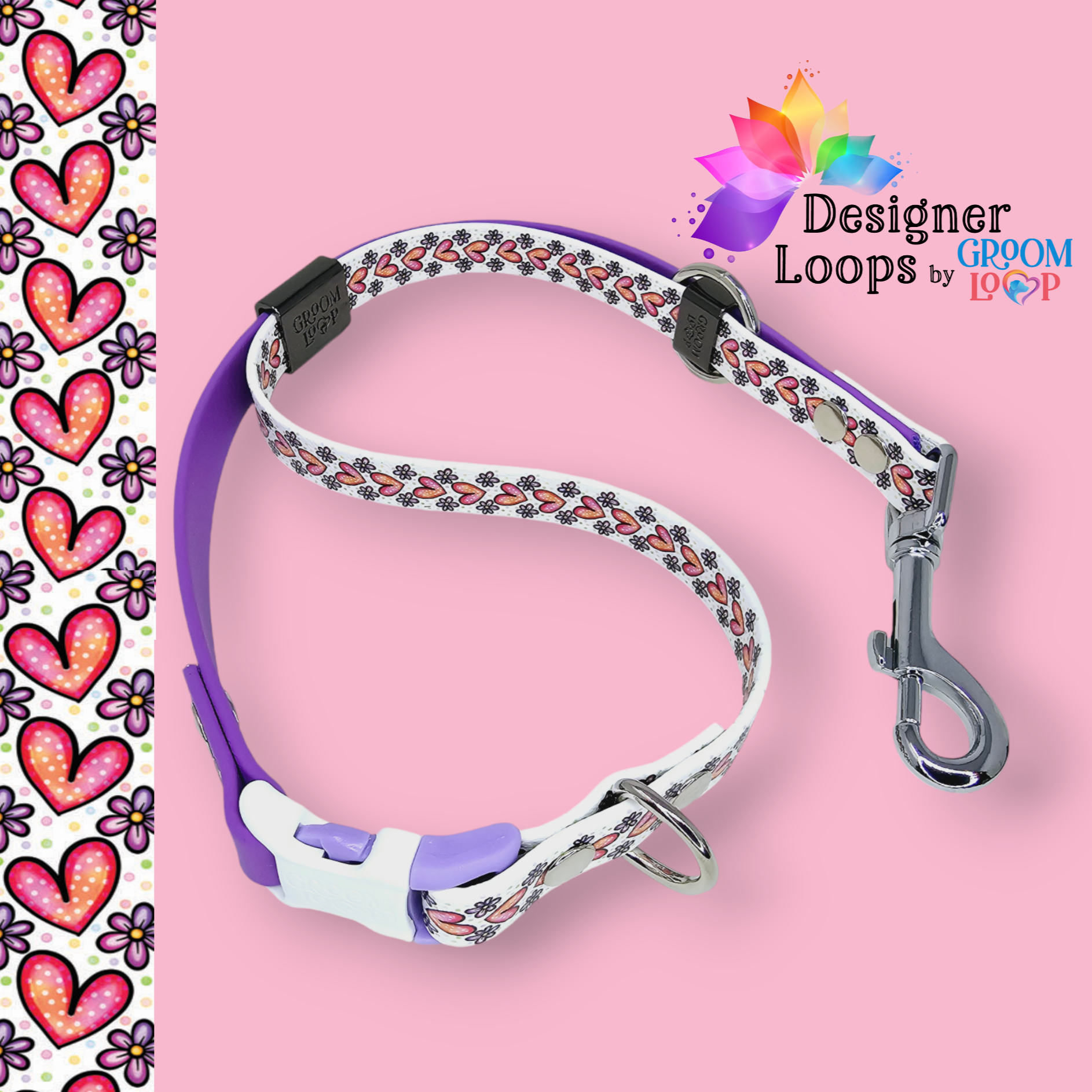 Hearts and Flowers BioThane® Grooming Loop