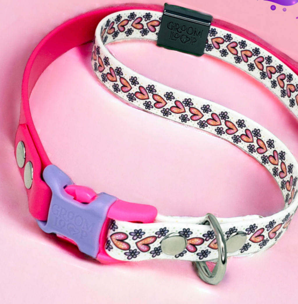 Hearts and Flowers BioThane® Grooming Loop