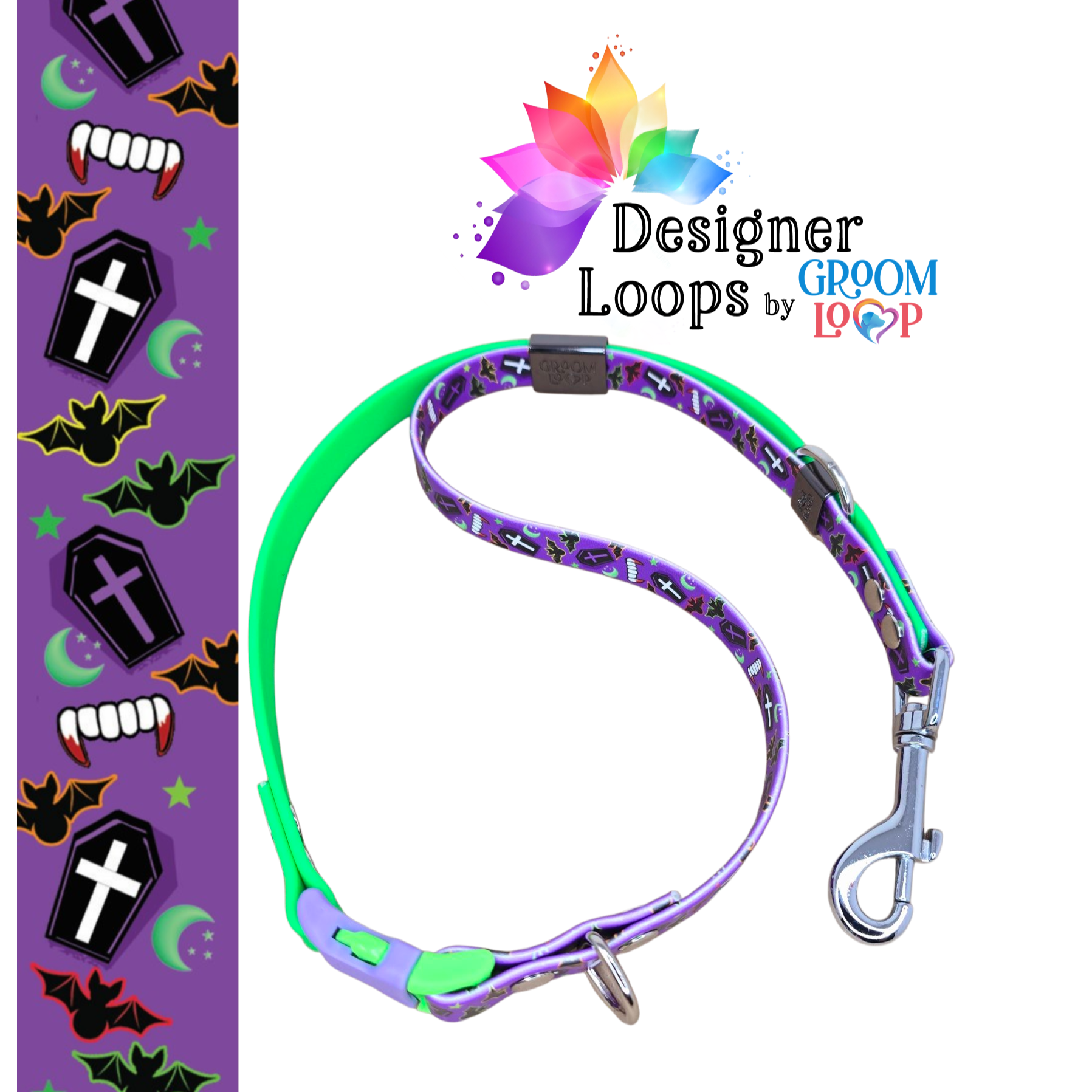 Vampire Bats & Fangs BioThane® Grooming Loop